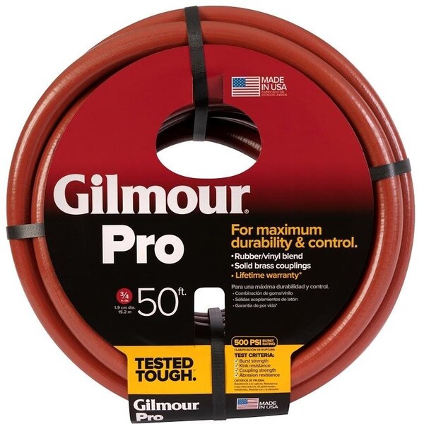 Gilmour Professional Commercial Hose, 34 in, 50 ft L, Coupling
